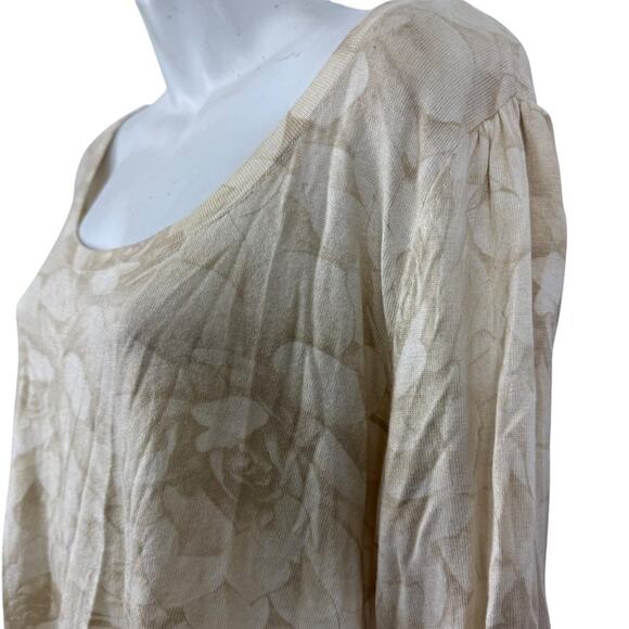 J Jill Silk Cotton Cashmere Blend Beige Ivory Floral Lightweight Sweater sz XL - Picture 10 of 16